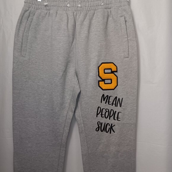 T CREW STACKED MEAN PEOPLE SUCK GRAPHIC SWEATPANTS - Picture 1 of 17